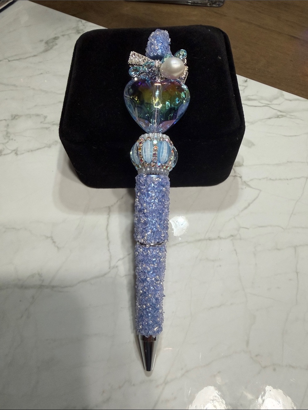 Lavender Crystal Heart Decorative Ballpoint Pen